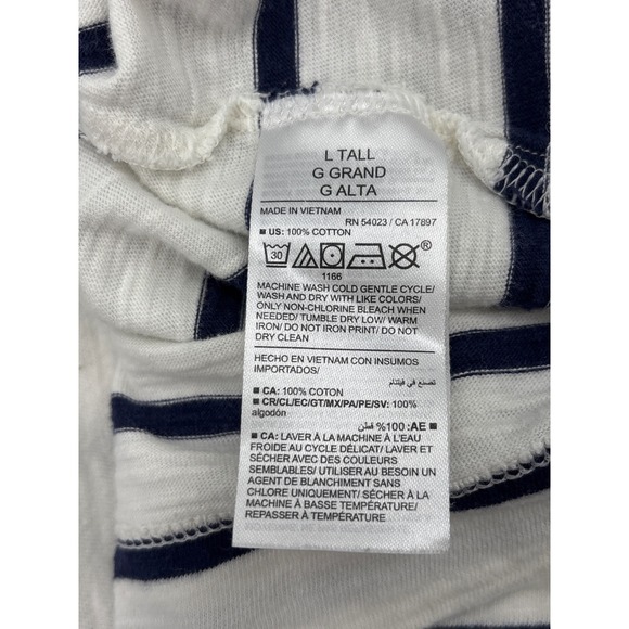 Old Navy L Tall Striped Long Sleeve Boat Neck Cotton Casual Shirt Top Women - Picture 5 of 7